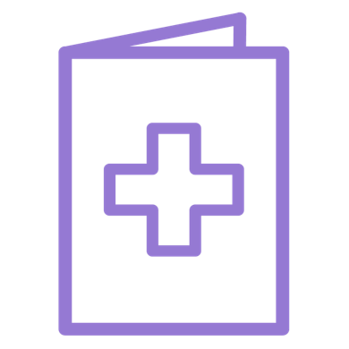 Icon of a pamphlet with a medical cross