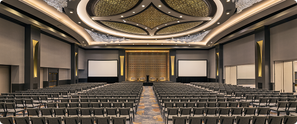 The conference ballroom at the Sheraton Boston Hotel